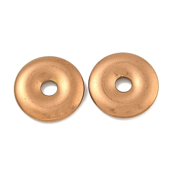 Electroplated Synthetic Non-Magnetic Hematite Pendants, Donut/Pi Disc Charms, Copper Plated, 25.5x4mm, Hole: 4.8mm