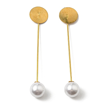 Iron with ABS Imitation Pearl Hair Stick Findings, Golden, 77x15x12mm