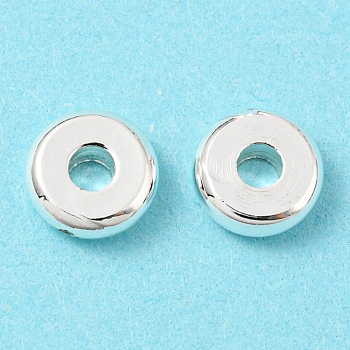 Brass Beads, Cadmium Free & Lead Free, Long-Lasting Plated, Disc, Silver, 6x2mm, Hole: 1.8mm