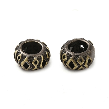 Tibetan Style Rack Plating Brass European Bead, Long-Lasting Plated, Large Hole Beads, Rondelle, Antique Bronze, 9x5mm, Hole: 5.5mm