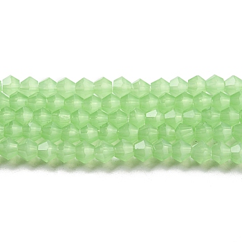 Imitation Jade Glass Beads Strands, Faceted, Bicone, Green, 4x4mm, Hole: 0.8mm, about 82~85pcs/strand, 12.01~12.2 inch(30.5~31cm)