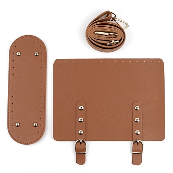 PU Leather Bag Bottom and Handles, for Women Bags Handmade DIY Accessories, Chocolate, 3pcs
