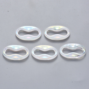 Transparent Acrylic Linking Rings, AB Color Plated, Imitation Gemstone Style, Oval, Clear AB, 34.5x21x5.5mm, Inner Diameter: 26.5x9mm