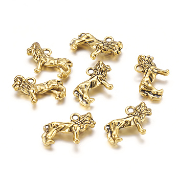 Tibetan Style Alloy Pendants,  Lion, Antique Golden, Lead Free & Cadmium Free, 23x16x7mm, Hole: 2mm
