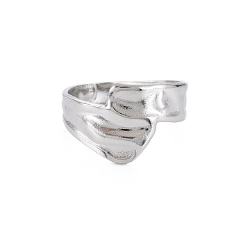 304 Stainless Steel Irregular Wide Band Open Cuff Ring for Women, Stainless Steel Color, US Size 9(18.9mm)