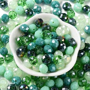 Glass Beads, Faceted, Rondelle, Lime Green, 10x8mm, Hole: 1mm, about 560pcs/500g