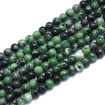 Natural Ruby in Zoisite Beads Strands, Round, 6~6.5mm, Hole: 0.8mm, about 60pcs/Strand, 14.96 inch(38cm)