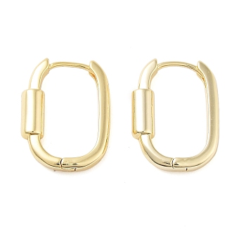 Brass Oval Hoop Earrings for Women, Real 18K Gold Plated, 18.5x13.5mm