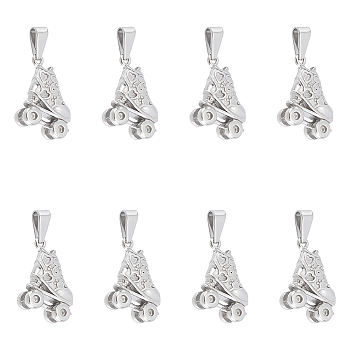 8Pcs 304 Stainless Steel Pendants, Roller Skate, Stainless Steel Color, 19x14.5x6.5mm, Hole: 7.5x3.5mm