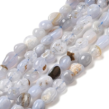 Natural Blue Lace Agate Beads Strands, Nuggets Beads, Tumbled Stone, 6~10x6~8x3.5~7mm, Hole: 1mm, 15.94 inch(40.5cm)