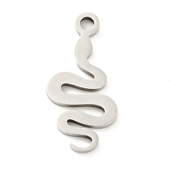 201 Stainless Steel Pendants, Snake, Stainless Steel Color, 17x8x1mm, Hole: 1.5mm
