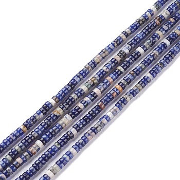Natural Sodalite Beads Strands, Heishi Beads, Flat Round/Disc, 4~4.5x2.5mm, Hole: 0.6mm, about 152pcs/strand, 15.04''(38.2cm)