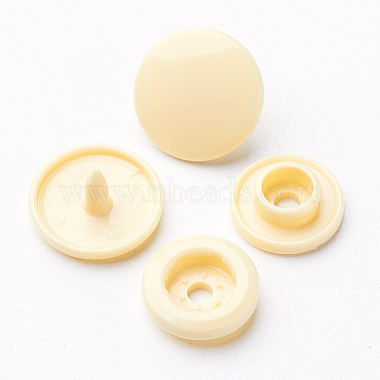 20L(12.5mm) Beige Flat Round Plastic Garment Buttons