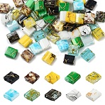 80Pcs 10 Styles 2-Hole Glass Seed Beads, Antique Style, Rectangle, Mixed Color, 5x4.5~5.5x2~2.5mm, Hole: 0.5~0.8mm, 8pcs/style(SEED-YW0002-94)