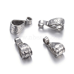 Tarnish Resistant 304 Stainless Steel Tube Bails, Loop Bails, Stainless Steel Color, 15.5x6x6mm, Hole: 2mm, Inner Diameter: 4.5x8mm(STAS-P223-15P)