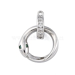Brass Micro Pave Cubic Zirconia Pendants, Cadmium Free & Nickel Free & Lead Free, Snake Charms, Platinum, 15x9x9.5mm, Hole: 1.2mm(KK-P289-10P)