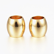 202 Stainless Steel European Beads, Barrel, Large Hole Beads, Golden, 6x6mm, Hole: 4mm(STAS-K154-71G)