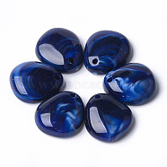 Acrylic Pendants, Imitation Gemstone Style, teardrop, Dark Blue, 20x18x6mm, Hole: 2mm, about 6pcs/10g(OACR-T007-01I)