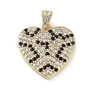 Rack Plating Brass Micro Pave Cubic Zirconia Pendants, Cadmium Free & Lead Free, Long-Lasting Plated, Heart, Real 18K Gold Plated, 16x14.5x1.5mm, Hole: 4x2.3mm(KK-P247-04G)