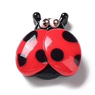 Opaque Resin Cute Insect Cabochons, with Enamel, Ladybug, Red, 19x17.5x8mm(RESI-Q217-01A)