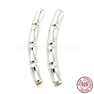925 Sterling Silver Tube Beads, Bamboo Tube Beads, Silver, 24.5~25x3x3mm, Hole: 1.6mm(STER-Z004-04E)
