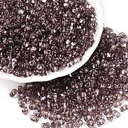 Baking Paint Transparent Glass Seed Beads, Silver Lined, Peanut, Coconut Brown, 5.5~6.5x3.5~4x3~3.5mm, Hole: 1.2~1.4mm, about 4500pcs/pound(SEED-N006-05M)