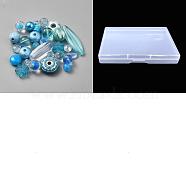 80G DIY Acrylic Beads & Pendants Mobile Phone Wrist Strap Making Finding Kit, Deep Sky Blue, 8~40x7.5~18.5x3.5~14mm, Hole: 1.2~3.8mm(MACR-GO0001-08B)