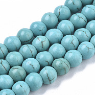 Synthetic Turquoise Beads Strands, Round, Turquoise, 6mm, Hole: 1mm, about 60pcs/strand(TURQ-S192-6mm-2)