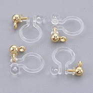 Brass Clip-on Earring Component, with Plastic, Nickel Free, Real 18K Gold Plated, 10.5x10x2.5mm, Hole: 1.4mm(KK-L169-09G)