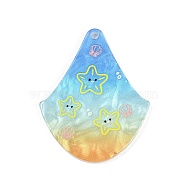 Marine Organism Series Fan Shape Acrylic Pendants, Starfish, 37.5x30x2mm, Hole: 1.8mm(OACR-Q101-03D)