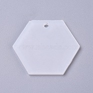 Transparent Acrylic Blank Pendants, Hexagon, for DIY Keychains or Jewelry, Clear, 43x49.5x2.5mm, Hole: 3.5mm(X-TACR-WH0002-12)