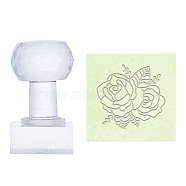 Plastic Stamps, DIY Soap Molds Supplies, Square, Rose Pattern, 34x34x18mm(DIY-WH0350-019)