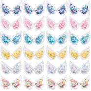 Gorgecraft 60Pcs 6 Colors Wing PVC Sequin Plastic Cabochons, for Hair Ornament & Costume Accessory, Mixed Color, 28x39.5x3.5mm, 10pcs/color(FIND-GF0005-42)