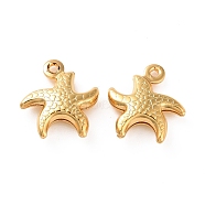 304 Stainless Steel Pendants, Starfish Charms, Golden, 12.5x11.5x3.4mm, Hole: 1mm(STAS-D243-06G)