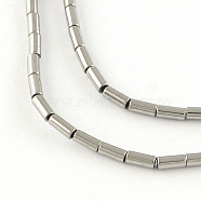 Column Electroplated Non-magnetic Synthetic Hematite Beads Strands, Platinum Plated, 4x2mm, Hole: 0.5mm, about 97pcs/strand, 15.7 inch(G-R259-69F)