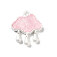 Baking Paint Zinc Alloy with Resin Pendant, Rainny Cloud, Pink, 18.5x15.5x3mm, Hole: 1.6mm(FIND-Z038-01B)