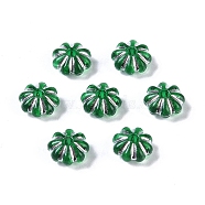 Acrylic Beads, Silver Metal Enlaced, Flower, Green, 6.5x6.5x3.5mm, Hole: 1.6mm, about 6250pcs/500g(SACR-C005-02H)