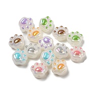 UV Plating Acrylic Beads, Iridescent, Paw, Colorful, 16x18.5x13mm, Hole: 3mm, about 172Pcs/500G(MACR-M041-03)