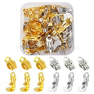 50Pcs 2 Colors Iron Clip-on Earring Settings, with Round Flat Pad, Flat Round, Platinum & Golden, Tray: 10mm, 18x7mm, Hole: 3mm, 25Pcs/color(IFIN-YW0003-02)