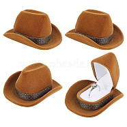 Cowboy Hat Velvet Boxes, Jewelry Package Supplies, Sienna, 6.85x5.8x3.5cm, 4pcs/bag(CON-CA0001-012)