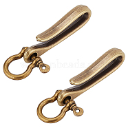Elite 2Pcs Tibetan Style Alloy Hook Clasps and 2Pcs Shackle Clasps, for Keychain Making, Antique Bronze, Hook Clasps: 60x15x8mm, Hole: 5.5mm, Shackle Clasps: 25x26x7mm, Hole: 2mm(FIND-PH0017-22)