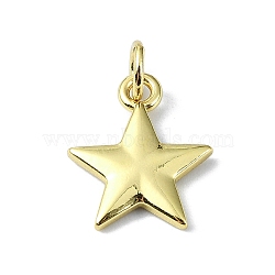 Brass Charms, Star, Real 18K Gold Plated, 14x12x2mm, Hole: 3mm(KK-H475-38G-04)