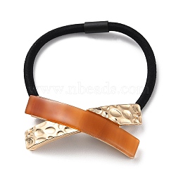 Rubber String Hair Ties, with Cellulose Acetate & Alloy Splice Bowknot, for Woman Girls, Chocolate, 3.5mm, Inner Diameter: 50mm(OHAR-D009-01A)