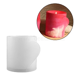 Valentine's Day Theme Column with Heart DIY Candle Cup Silicone Molds, Creative Aromatherapy Candle Cement Cup Supply DIY Concrete Candle Cups Resin Moulds, WhiteSmoke, 7.5x8.2cm(DIY-G098-02B)