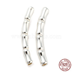 925 Sterling Silver Tube Beads, Bamboo Tube Beads, Silver, 24.5~25x3x3mm, Hole: 1.6mm(STER-Z004-04E)