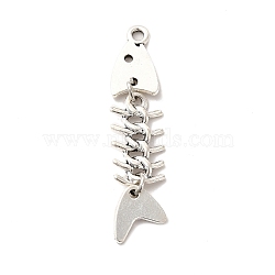 Alloy Pendants, Fishbone, Antique Silver, 48x12x3mm, Hole: 2mm(FIND-C023-08AS)