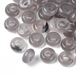 Natural Grey Agate European Beads, Large Hole Beads, Rondelle, 10x4.5mm, Hole: 4mm(X-G-Q503-11)