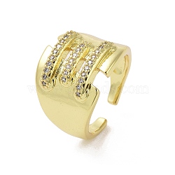 Brass Micro Pave Clear Cubic Zirconia Open Cuff Ring for Woman, Ring, Inner Diameter: 18mm(RJEW-M165-02A-G)