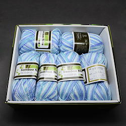 Soft Baby Yarns, with Bamboo Fibre and Silk, Light Sky Blue, 1mm, about 140m/roll, 50g/roll, 6rolls/box(YCOR-R024-ZM044A)