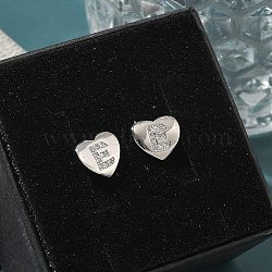 Rack Plating Brass Micro Pave Clear Cubic Zirconia Stud Earrings, Heart, Letter E, 8.5x9.5mm(EJEW-K299-01P-E)